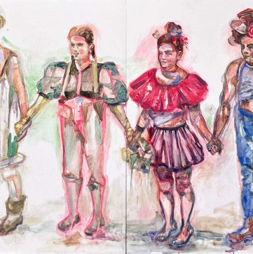 Farandole, huile sur panneau, 120x120 cm, 2024